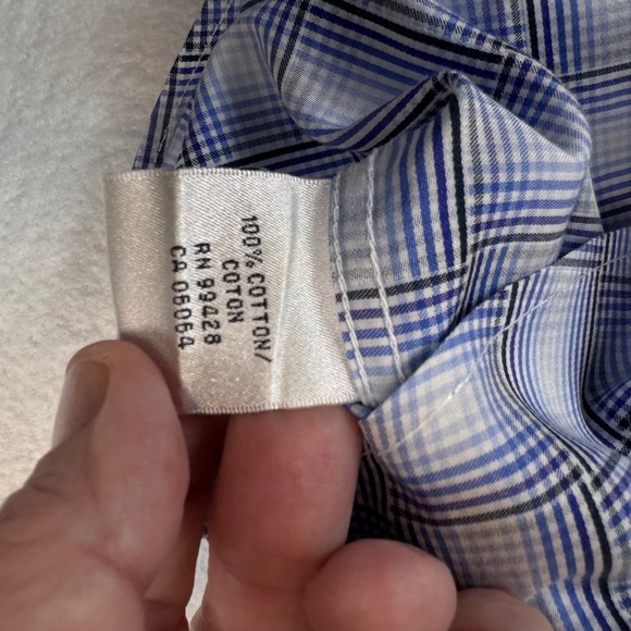 BUGATCHI Men's XXL Long Sleeve Plaid Dress Shirt Button Down Blue White - Picture 4 of 7